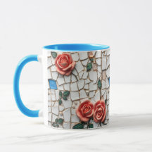 Gorgeous Mosaic Pin and Blue Roses Pattern