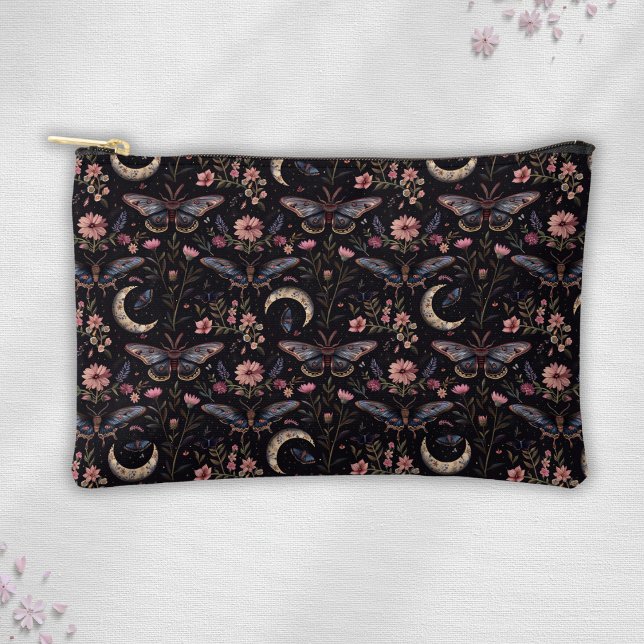 Gorgeous Moths Flowers and Moons Pattern Accessory Pouch (Creator Uploaded)