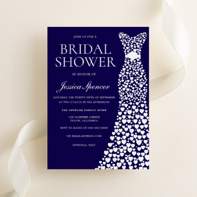 Gorgeous Navy & White Dress Bridal Shower Invitation (Creator Uploaded)