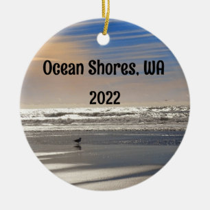 Gorgeous Ocean Shores beach sunset photo Ceramic O Tree Decoration