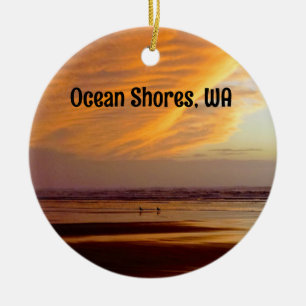 Gorgeous Ocean Shores beach sunset photo Ceramic O Tree Decoration