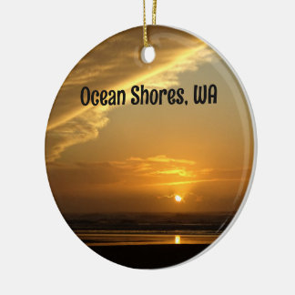 Gorgeous Ocean Shores Beach Sunset Photo Ceramic Tree Decoration