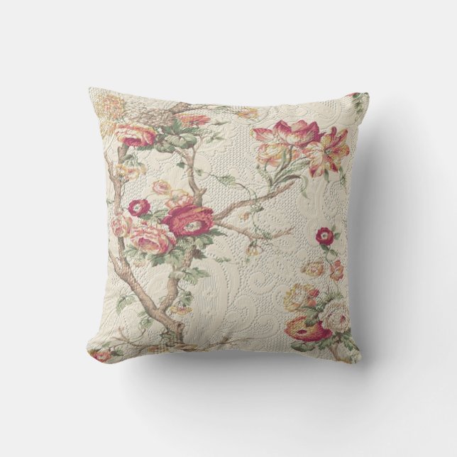 Gorgeous Old World Antique Floral Faux Texture Cushion (Front)