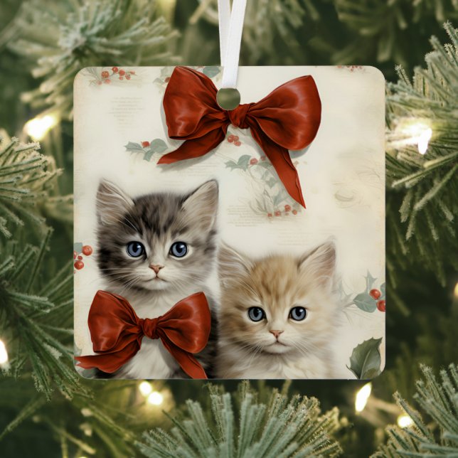 Gorgeous Orange Kitten Couple Christmas  Metal Tree Decoration (Insitu)