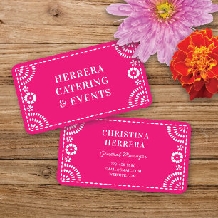 Gorgeous Ornate Hot Pink Papel Picado Catering Business Card