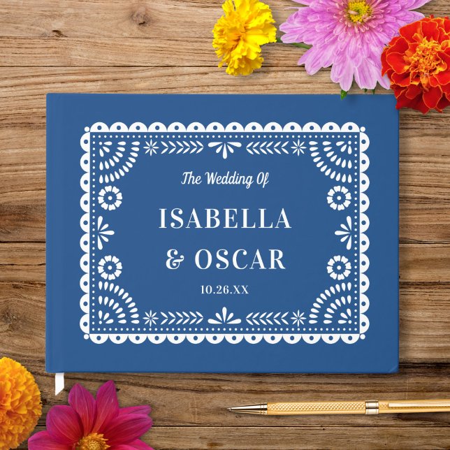 Gorgeous Ornate Papel Picado Blue Wedding  Guest Book (Creator Uploaded)