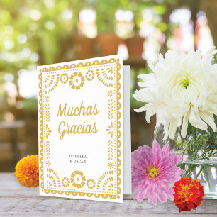 Gorgeous Ornate Papel Picado Chic Neutral Wedding Thank You Card