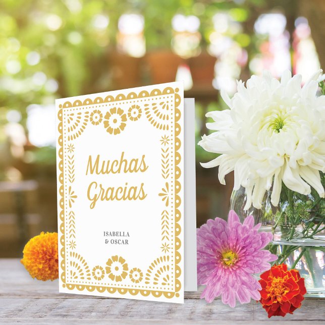 Gorgeous Ornate Papel Picado Chic Neutral Wedding Thank You Card (Creator Uploaded)