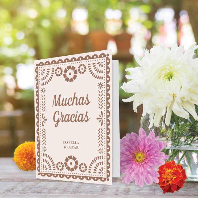Gorgeous Ornate Papel Picado Chic Neutral Wedding Thank You Card (Creator Uploaded)