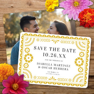 Gorgeous Ornate Papel Picado Photo Yellow Wedding Save The Date