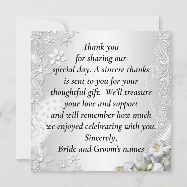 Gorgeous Ornate Wedding Thank You Card  (Front)