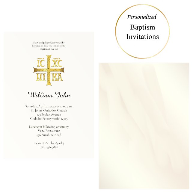 Gorgeous Orthodox Cross Christian Baptism Invitation (Creator Uploaded)