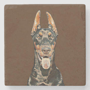 Gorgeous Painted Doberman Pinscher Marble Coaster
