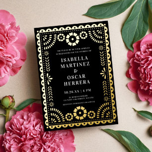 Gorgeous Papel Picado Boda Wedding Black + Gold 