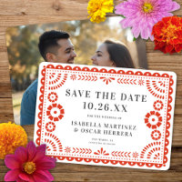 Gorgeous Papel Picado Photo Warm Red Wedding