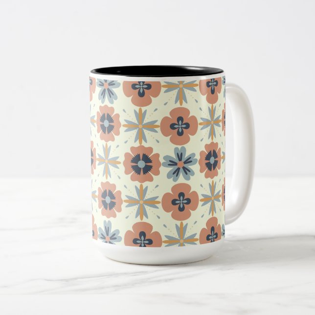 Gorgeous Pastel Harmony Floral Two-Tone Coffee Mug (Front Right)