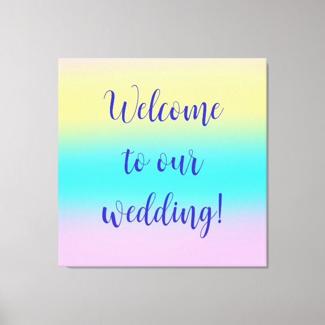 Gorgeous Pastel Rainbow Gradient Wedding Canvas Print (Front)