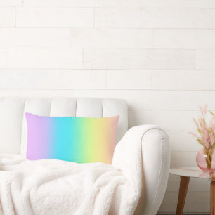 Gorgeous Pastel Rainbow Gradient Wedding Lumbar Cushion