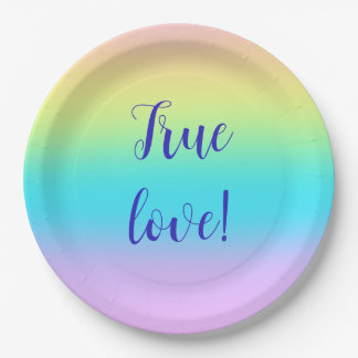 Gorgeous Pastel Rainbow Gradient Wedding Paper Plate