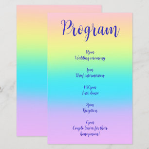Gorgeous Pastel Rainbow Gradient Wedding Program