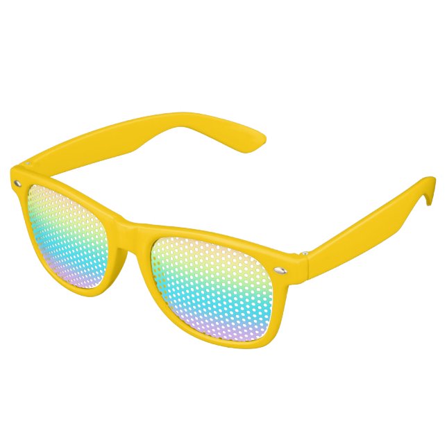 Gorgeous Pastel Rainbow Gradient Wedding Retro Sunglasses (Angled)
