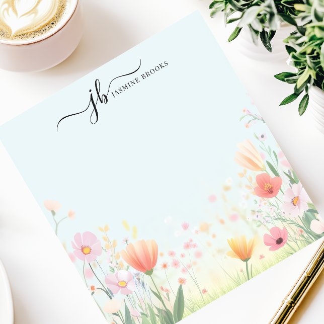 Gorgeous Pastel Wildflower Watercolor Personalised Notepad (Creator Uploaded)