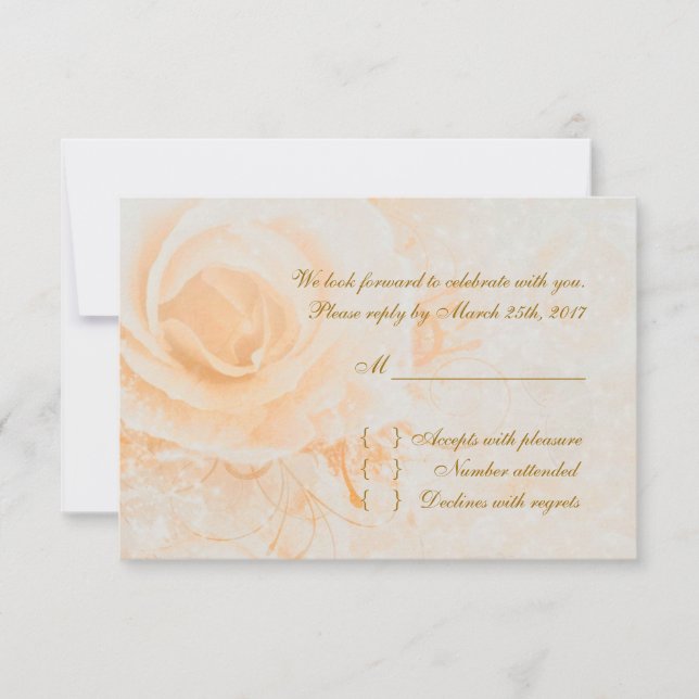 Gorgeous peach cream roses RSVP Card (Front)