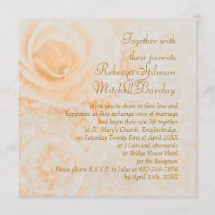 Gorgeous peach cream roses Wedding Invitation