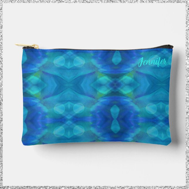 Gorgeous Peacock Blue Abstract Accessory Pouch (Creator Uploaded)