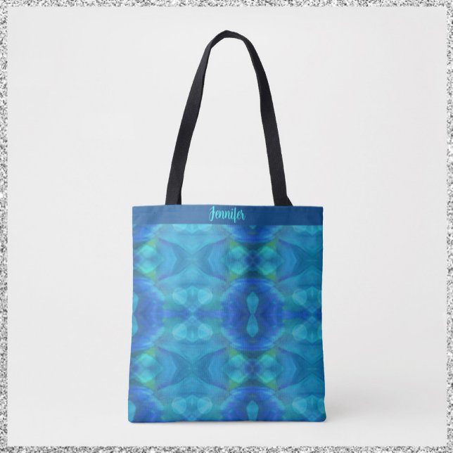 Gorgeous Peacock Blue Abstract Tote Bag (Creator Uploaded)