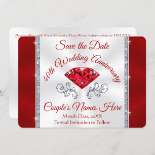 Gorgeous Personalised, 40th Save the Date Cards