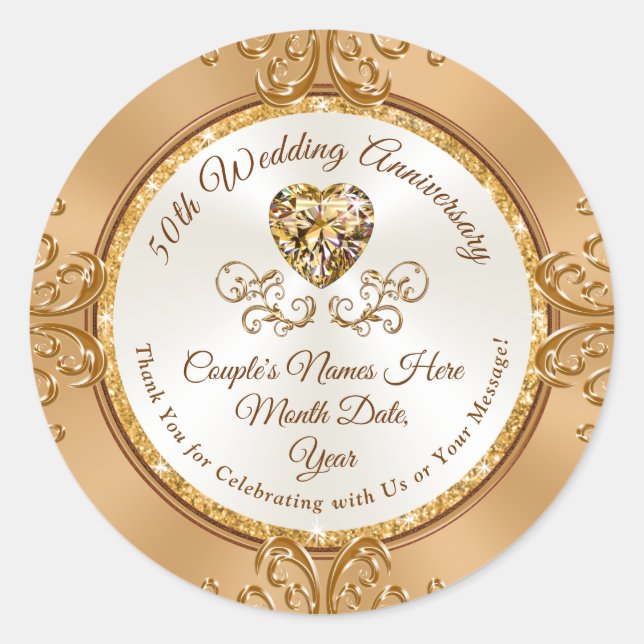 Gorgeous Personalised 50th Anniversary Stickers (Front)
