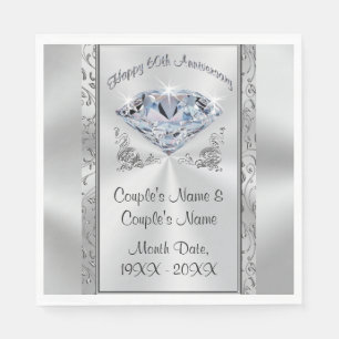 Gorgeous Personalised 60th Anniversary Napkins