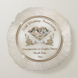 Gorgeous Personalised 70 Year Anniversary Gift Round Cushion