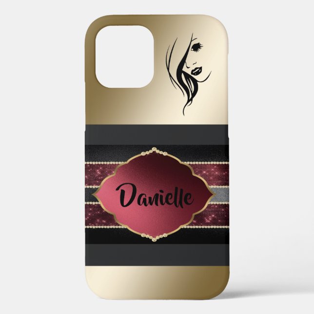 Gorgeous Personalised Gold/Black iPhone Case (Back)