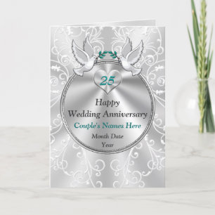 Gorgeous Personalised Happy 25th Anniversary Cards
