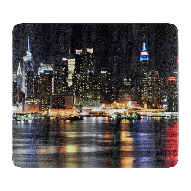 Gorgeous Photo of New York at Night Time Cutting Board (Front)