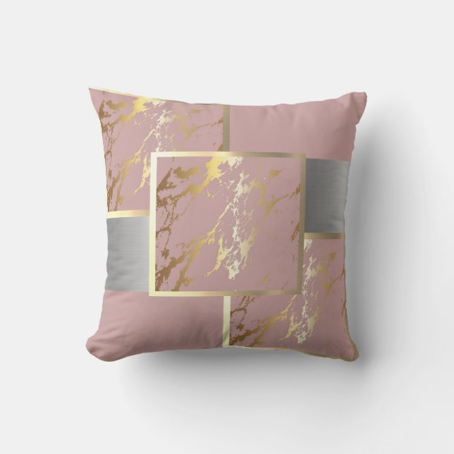 Gorgeous Pink and Gold Marble Design Cushion (Front)