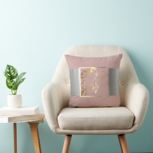 Gorgeous Pink and Gold Marble Design Cushion