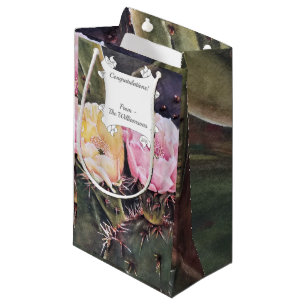 Gorgeous Pink and Yellow Cactus Flowers Small Gift Bag