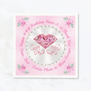 Gorgeous, Pink Happy Birthday Napkins, 3 SIZES Napkin