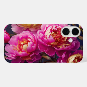 Gorgeous pink peonies with golden accents iPhone 16 case