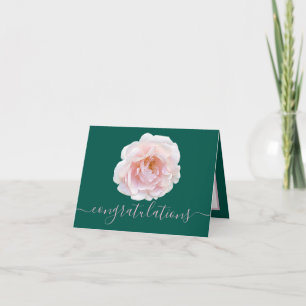 Gorgeous Pink Rose Aqua Background Congratulations Card