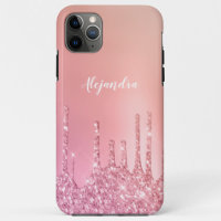 Gorgeous pink rose gold & copper glitter drips