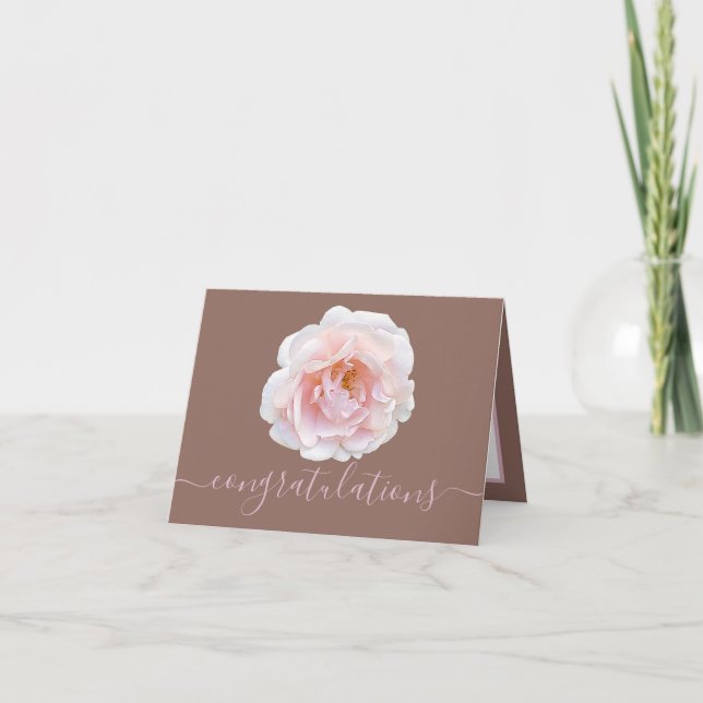 Gorgeous Pink Rose Pink Background Congratulations Card (Front)