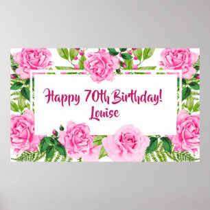 Gorgeous Pink Roses 70th Birthday Poster