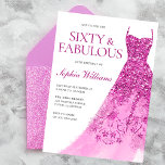 Gorgeous Pink Sparkle Dress 60th Birthday Party Invitation<br><div class="desc">Gorgeous Pink Sparkle Dress 60th Birthday Party Sixty & Fabulous Invitation
Variations to the invitation and matching items in our store</div>