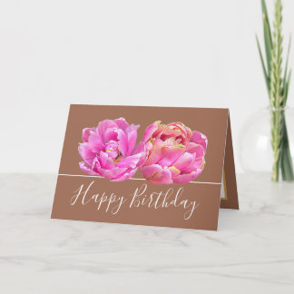 Gorgeous Pink Tulip Pretty Floral Bouquet Birthday Card