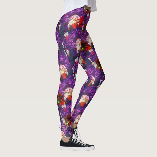 GORGEOUS PURPLE and RED GOOD LUCK Leggings (Right)