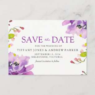 Gorgeous Purple Floral Wedding Save The Date